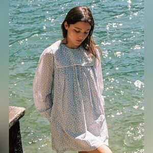 Ciao Lucia Floral Blue Long-Sleeve mini Dress